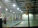 One Handed Shot Into Basket 30 Feet Away