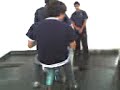 ale y yo en bici en el ba�o del cole