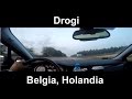Autostrada Belgia, granica z Holandia.Samochód.