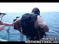 Soldier takes a hot bullet down the back. Watch him dance!