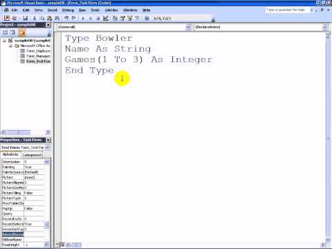 how to define user defined type in vba