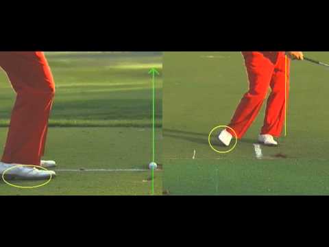 Golf Instruction: Golf ball impact (close up)