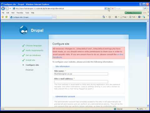 Final setup of Drupal