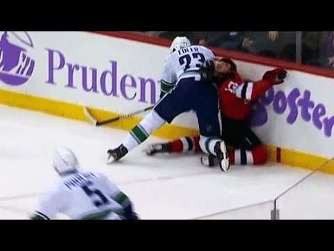 Video: Canucks’ Alex Edler drills Devils rookie Nico Hischier from behind