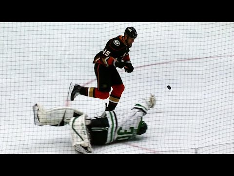 Video: Getzlaf takes own Hail Mary pass, chips puck past Bishop, scores