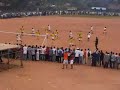 Penalty in soccer game in Makeni, Sierra Leone