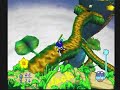 stage2「まめだんご」です。ここは足場が離れており、移動は主に幹かジャンプハッパ（丸いやつ）で高く飛び上がって行います。ライバルキャラ「茶店のおやじ」は、自前の湯のみロケットで自由自在に移動できるので、一度落としても直ぐ飛んできます。