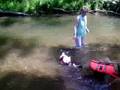 Coda and Dais swim with Madeleine