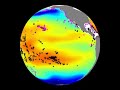 Monitoring ocean acidification is important because changes in the ocean's carbonate chemistry can have a major impact on the plant and animal life present in the ocean. For organisms with external calcium carbonate skeletons, such as corals and pteropods, the consequences can be very negative if the oceans become undersaturated (corrosive) with respect to aragonite, a form of calcium carbonate. It has been demonstrated that pteropods, a planktonic mollusk, may not be able to maintain their shells in undersaturated waters. In some studies, live pteropods were subjected to waters that are undersaturated with respect to aragonite and their shells begin to dissolve within 48 hours (Feely et al., 2004; Orr et al 2005 ). Image of Ocean Acidification Color Bar This dataset has both historic and forecasted model-based changes in the ocean's carbonate chemistry due to increasing CO2 levels, as well as the presence of coral reefs depicted. The coral reefs are represented by black X's for shallow water species and magenta X's for deep water species. The ocean acidification levels are based on the median model output of the 13 international ocean carbon models based on the OCMIP-2 Project (Orr et al. 2005). The model outputs are represented on the global map in 5-yr increments from 1765 thru 2100. The future changes in CO2 chemistry were determined based on atmospheric CO2 scenarios presented in The Intergovernmental Panel on Climate Change (IPCC) IS92a 'continually increasing' CO2 <b>...</b>