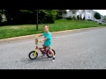 Click here to watch this video First ride with no training wheels! (or helmet, whoops)