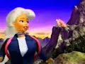 this is the commercial for the flying hero barbie & horse. fly barbie doll through the air! wear cape on your wrist and share the power with barbie! with her bend and move body, you can make her do powerful karate chops and leg kicks! she also comes with flashing lights and magical sounds!