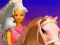 this is the commercial for the flying hero barbie & horse. fly barbie doll through the air! wear cape on your wrist and share the power with barbie! with her bend and move body, you can make her do powerful karate chops and leg kicks! she also comes with flashing lights and magical sounds!