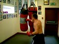 jerry gorman lets a bull hammer into the bag
