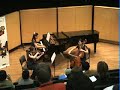 arensky piano trio no.1 in dmin, op.32 - 3rd movement: elegia- adagio

chamber music 2006 - winner of wellington region - national finalists

candidate/s: davidov's trio
piece: arensky piano trio in dmin opus 32

annie nguyen on piano
kelda morris on violin
sunny lee on cello

we'd had this piece for only nearly 2 months. at the beginning, it wasn't worked out for us... at all. it was tough, we struggled a lot, and we only had 2 months preparing for the competition. the trio was formed quite hasty, we had many conflicts between us, for example, in the performance style, each individual has different strength but in the end we had to sacrifice our own style to combine the 3 instruments to complete and sucessfully deliver the master piece to the audiences. 

it wasn't a perfect performance and it wasn't our best shot however the winning moment was absolutely a great memory for all of us!!! ^^