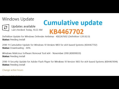Cumulative Update for Windows 10 Version 1803 for x64 based Systems (KB4467702)