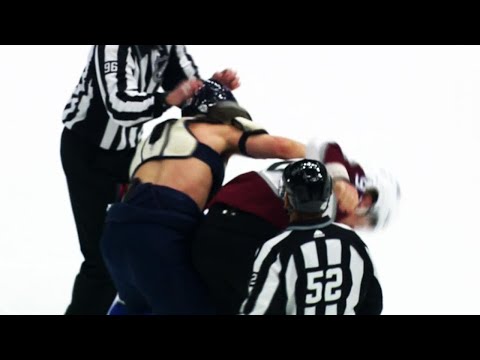 Brayden Schenn loses his jersey in fight with Gabriel Landeskog at start of game