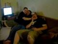three drunk guys on the couch