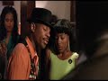 classic scene from house party when kids dad goes out looking for him and gatecrashes plays party