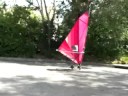 windsurfing on a skateboard