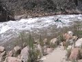 June, 2007 cataraft wheelie at Crystal Rapid in Grand Canyon