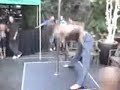 Drunk girl falls off pole