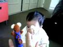 Yoichi playing with finger puppets