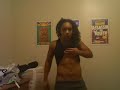 Hot college girl flexing muscles