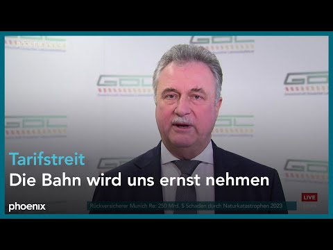 Bundesvorsitzender Claus Weselsky (GDL - Gewerkschaft Deutscher Lokomotivfhrer) zum DB-Tarifstreit am 09.01.202