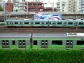 Nippori's densha! E231 Tôhoku liner, Keisei Skyliner, E231 Yamanote and E231 Joban local.
