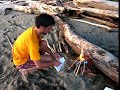 Campement au Costa Rica..Plage de la p�ninsule d�Osa