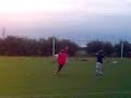 i take a free kick which isnt the greatest and alex saves it i just tried to get it on target