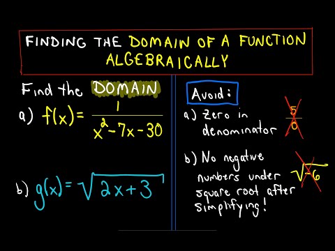 Domain - Finding the Domain of a Function Algebraically (No graph!)