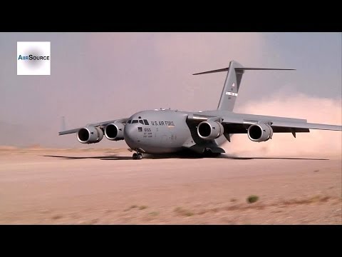 C-17 Globemaster III Landing on Semi-Prepared Desert Runway