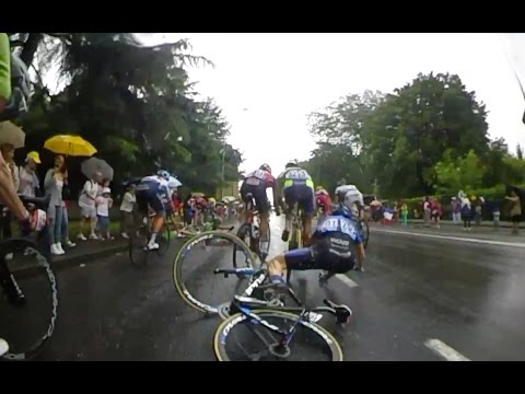 to the stage - It was another wet and sketchy day at the Tour de France with a crash inside the final 3km ruling out Michael Albasini's chance of a result. Rider Cam captured all the carnage of the day....