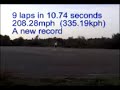 on saturday 13 october 2001 at fairmile common near cobham in surrey, uk, paul eisner made an attempt on his existing world record for control line speed (1.0 to 2.5cc) which he had held at just over 194 mph since 1987. in unseasonably warm conditions (24c) the best run of the afternoon registered a provisional speed of 208.28 mph. this beats his existing record by the considerable margin of around 14 mph. the model is powered by an irvine 15 