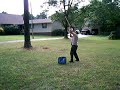 A pistol grip and trigger release on a slingshot