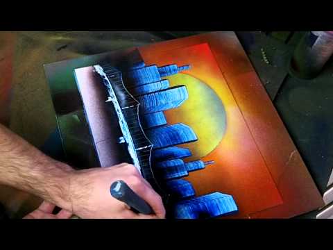 Simple Sunset Skyline - Spray Paint Art