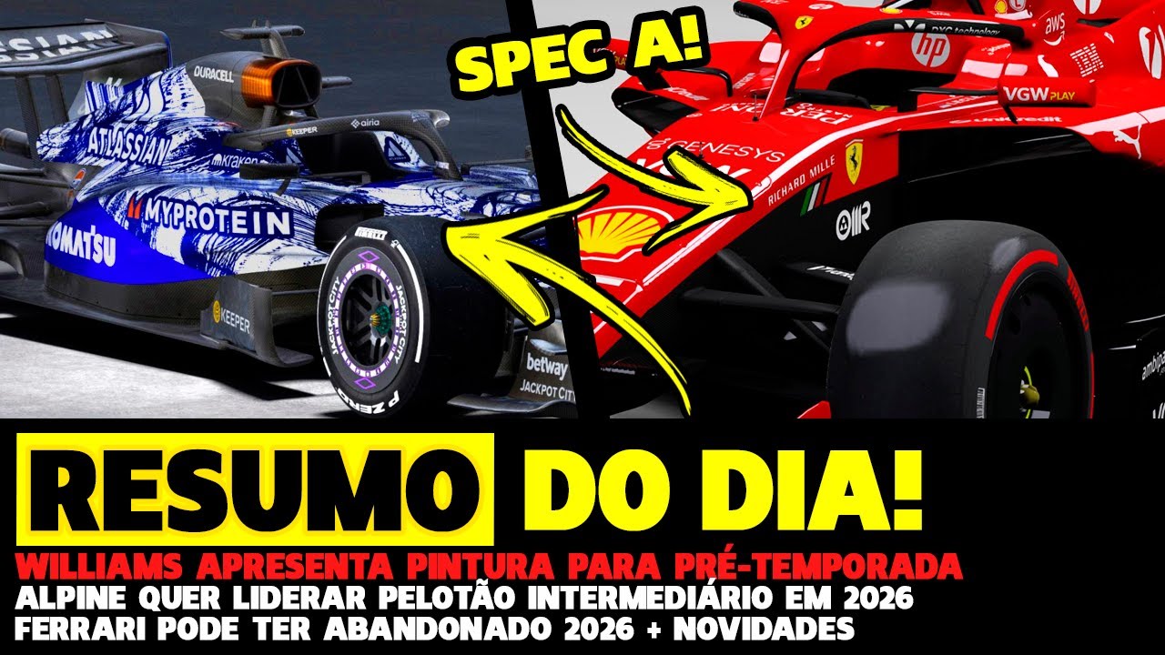 Resumo Do Dia: Williams Apresenta Pintura, Ferrari "Spec A" Em Barcelona +Alpine |Fórmula 1|Gpemcasa