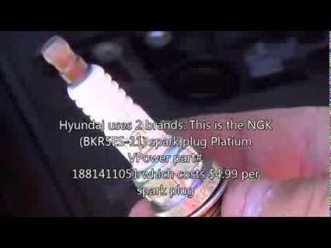 Part 1 2009 Hyundai Accent tune up Spark plug replacement in 720pHD