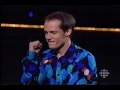 not only one of kurt browning's most loved programs--skated to a song composed just for him by his favorite band, the tragically hip--but a piece of history too. in march 1988, kurt became the first person in the world to land a quadruple jump in competition. in this performance, ten years nearly to the day in march of 1998, he did it again. masterful jump, and jaw droping program.