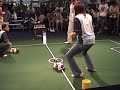 This video shows our successful pass that earned us a tie for 2nd place in the international RoboCup 2007 Passing Challenge in the Four-Legged Technical Challenge. We would like to thank our sponsors, GE, Boeing, and Apple Inc. , and our supporters including Spelman College President Beverly Daniel Tatum. (Psalm 115:1)