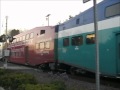 Coaster and Amtrak action at Carlsbad Village during friday night rush hour 1-27-12