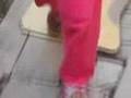 Little girl stepped in sewage