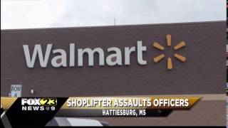 Shoplifter assaults officers