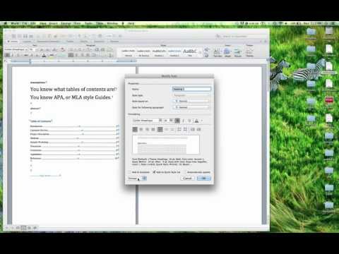 how to create table of contents in word 2013