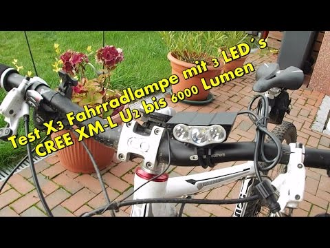 Test 6000 Lumen mit 3 LEDs, CREE XM-L U2 X3 Fahrradlampe, Fahrradbeleuchtung, Scheinwerfer