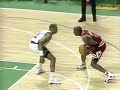 in just the second game of the season, mj came out on fire hitting 11 of his first 13 shots without breaking a sweat. mj finished with 46 points (19-29 fgs), 3 rebounds, 5 steals, 3 assists and one of the best blocks i've ever seen.