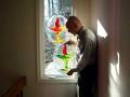 Flaming Chalice, Stained Glass, Ovals, 16 by 20, Unitarian Universalist Symbol