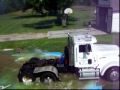 Big rig vs swimming pool - big rig, pool, semi, swimming pool, truck