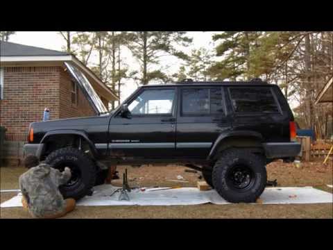 Slideshow of Jeep XJ Cherokee w/ Rough Country 4.5″ Lift Install 2wd !